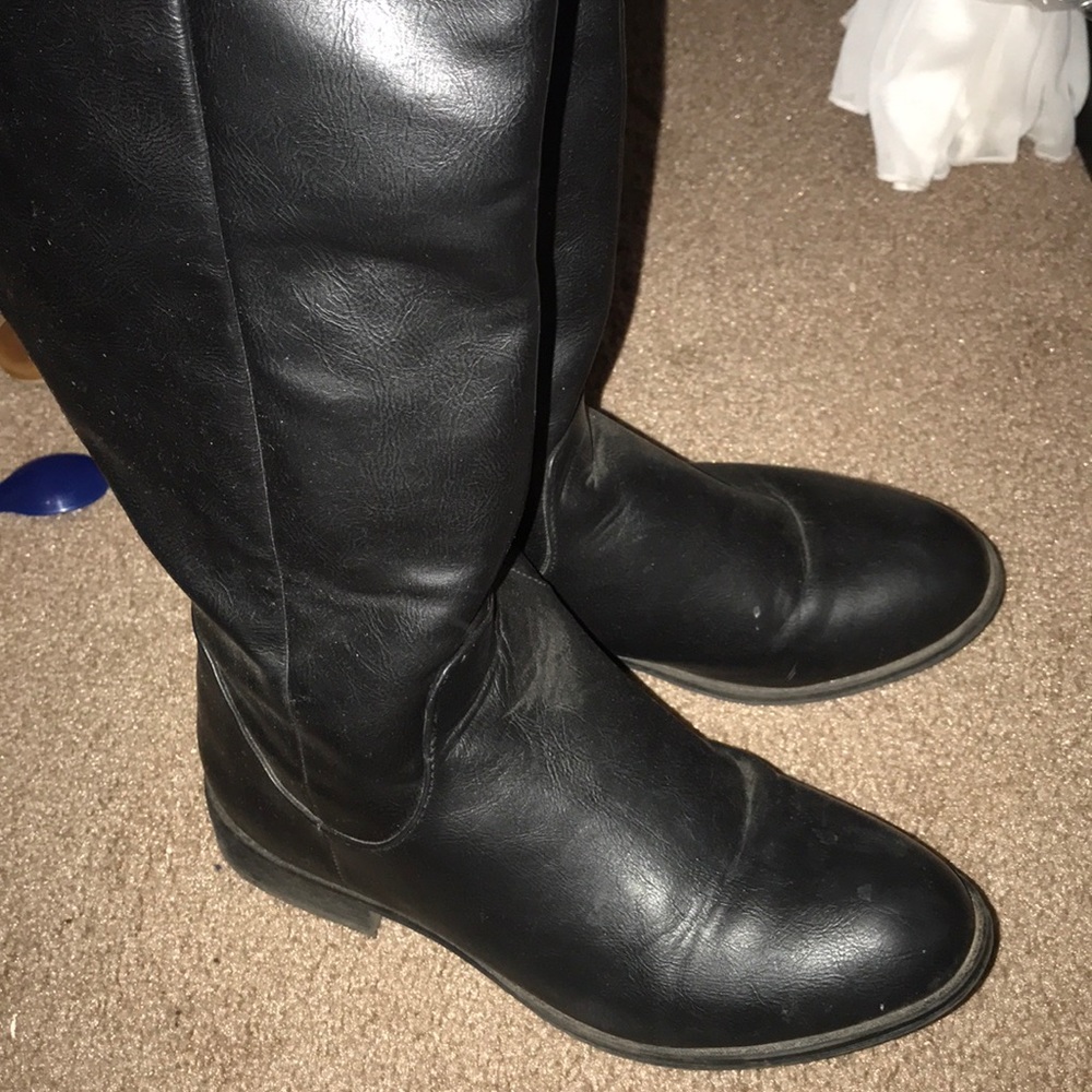 Black Leather Over the knee boots